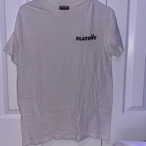 white lightweight playboy tee - size S